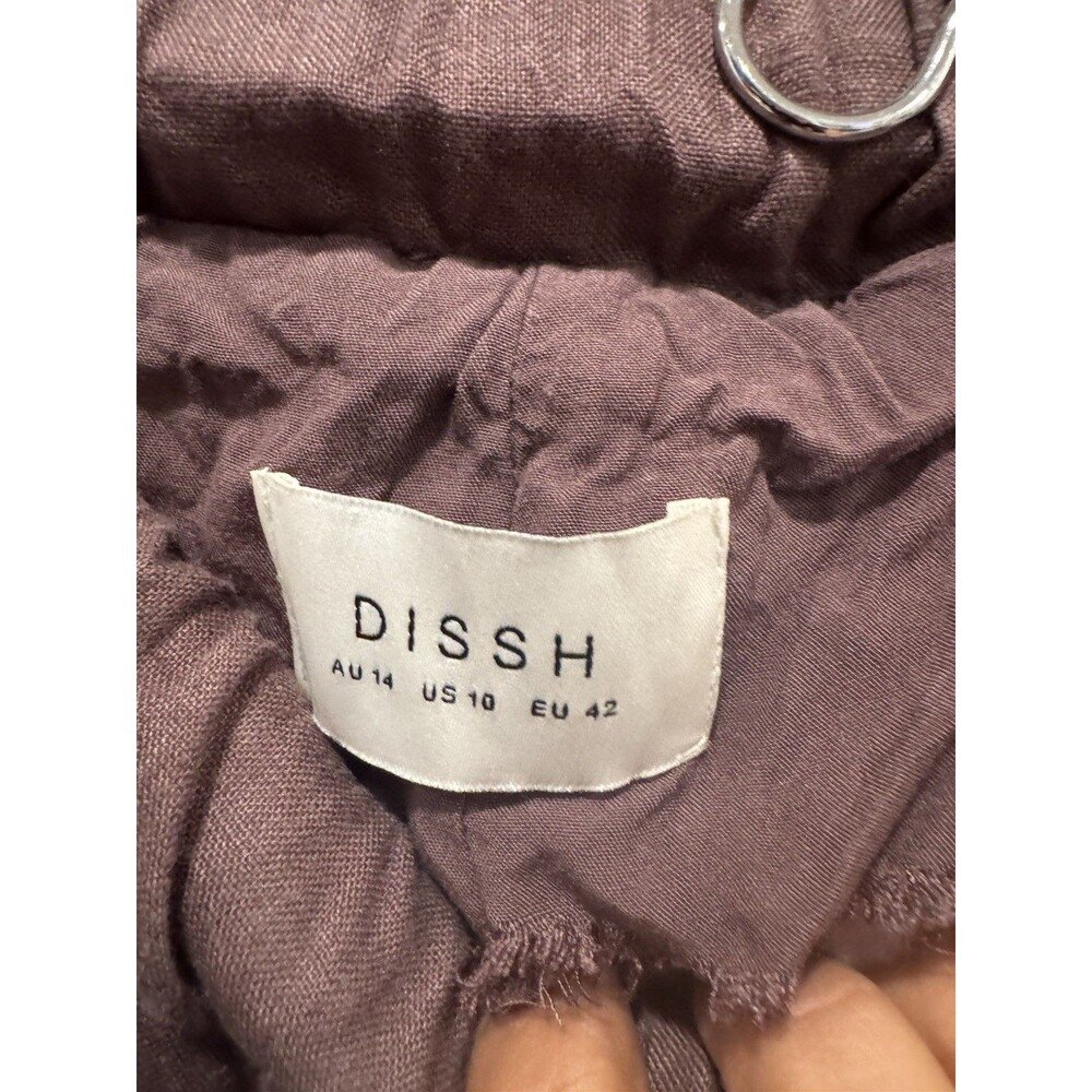 Dissh Gina Choc Linen Elastic Waist Wide Leg Linen Pants Minimalist Boho Size 10 - Picture 5 of 7